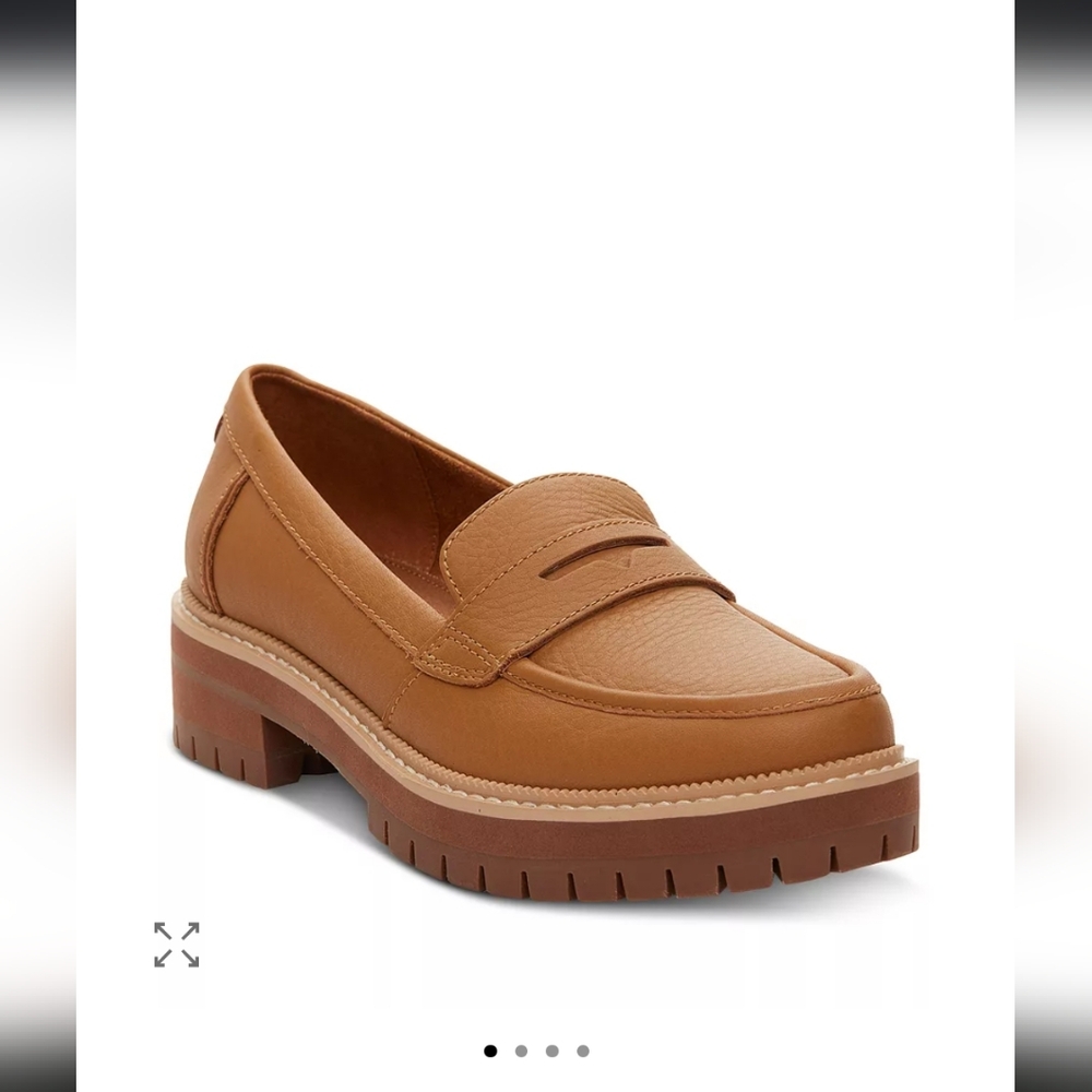Toms Tan Leather Penny Loafers - Picture 2 of 5